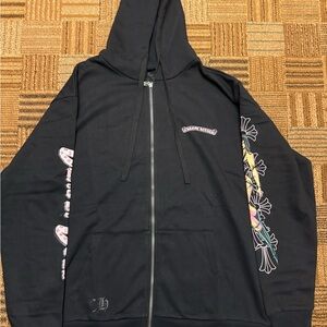 Chrome hearts deadly doll zip up hoodie sweatshirt pink black Miami